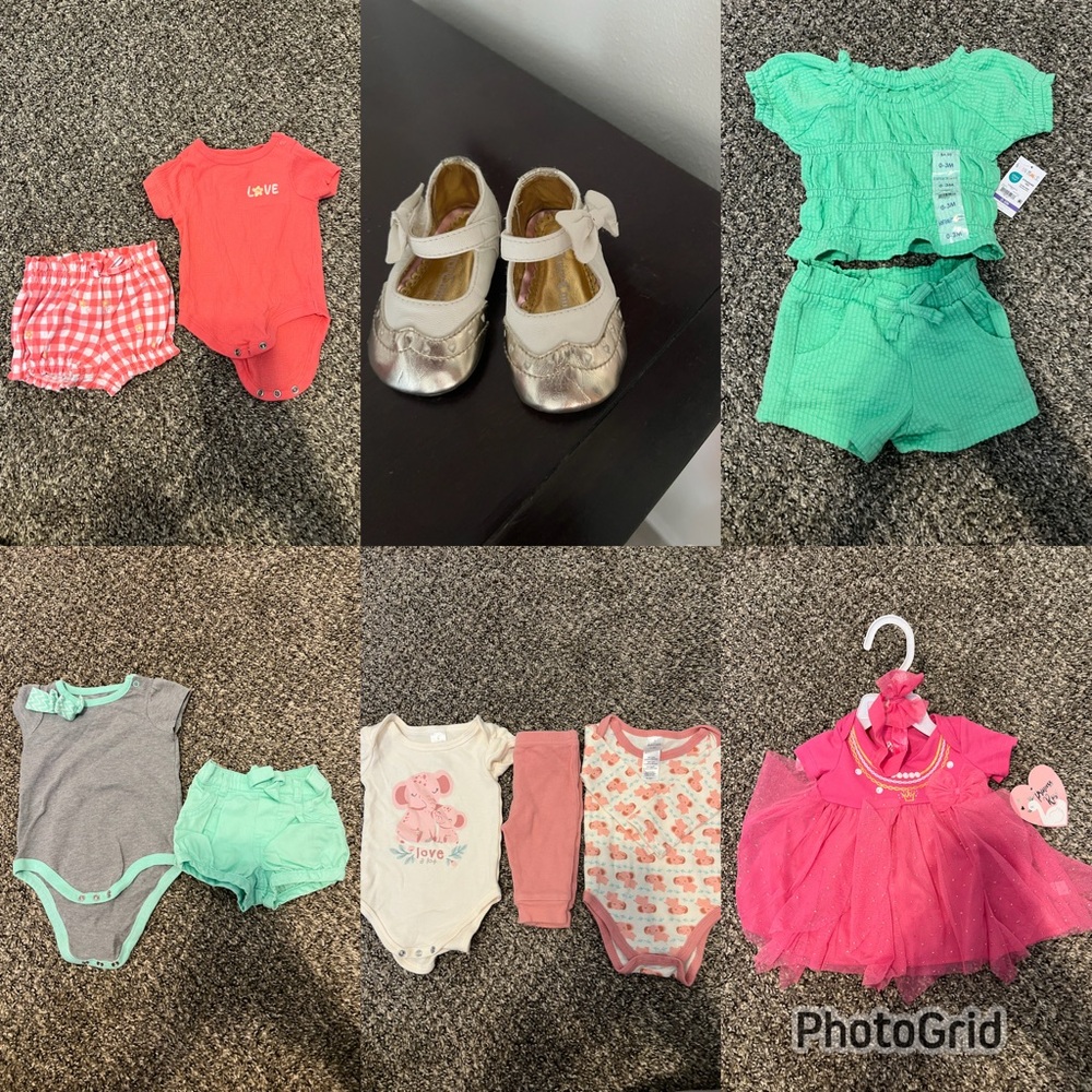 Baby Girls Clothing & Shoes Bundle - Pink, Coral, Mint